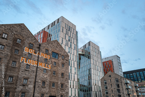 Photography Dublin, Ireland - June 6 2025 Architecture during the golden our at Dockland's