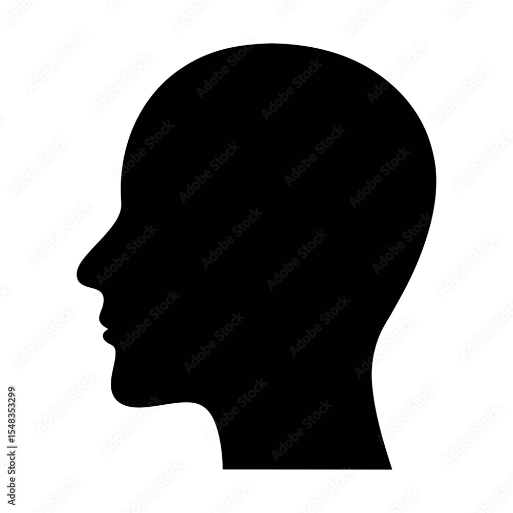 Black silhouette of human head profile vector illustration for medical or design use cases Black silhouette of human head profile vector illustration for medical or design use cases
