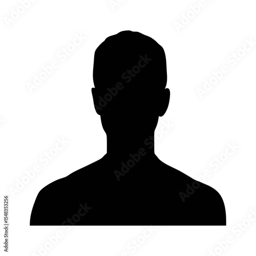 Find black silhouette of man avatar profile picture for social media and user interface design needs