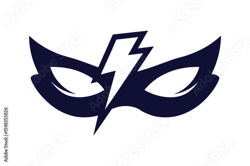 superhero mask with lightning bolt clip art silhouette vector illustration on white background