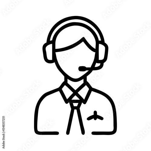 Flight engineer with blueprints and headset, transparent background