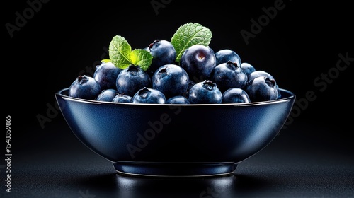 Wallpaper Mural A stunning arrangement of plump blueberries garnished with mint leaves in a sleek bowl, celebrating nature's bounty and the simple pleasures of fresh, healthy snacks. Torontodigital.ca