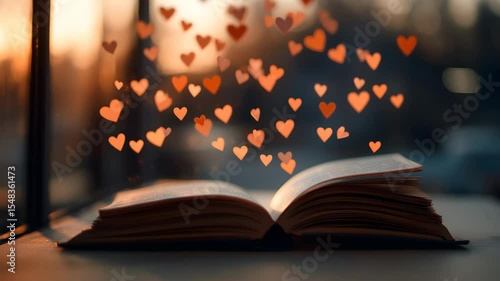 hearts rising up from a open book