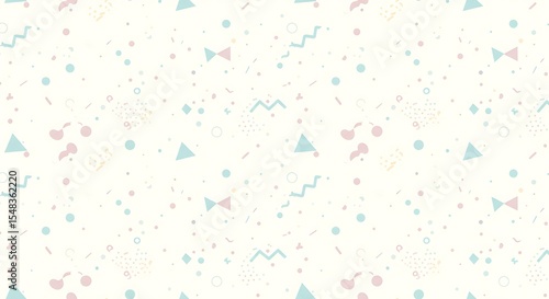 Pastel Geometric Pattern Seamless Background  Triangles, Dots, and Swirls for Design Projects