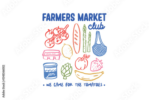 Farmers Market Club – Food Icons Collection Hand-drawn Typography Design