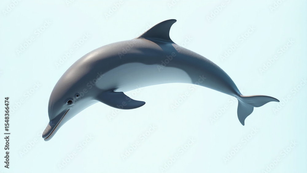 Obraz premium Elegant dolphin mid-jump with crystal water droplets and transparent background. Captures the freedom and joy of marine life, ideal for aquatic or sports-themed projects.