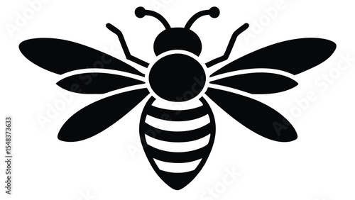 Striped Honey Bee Silhouette A Simple Vector Illustration
