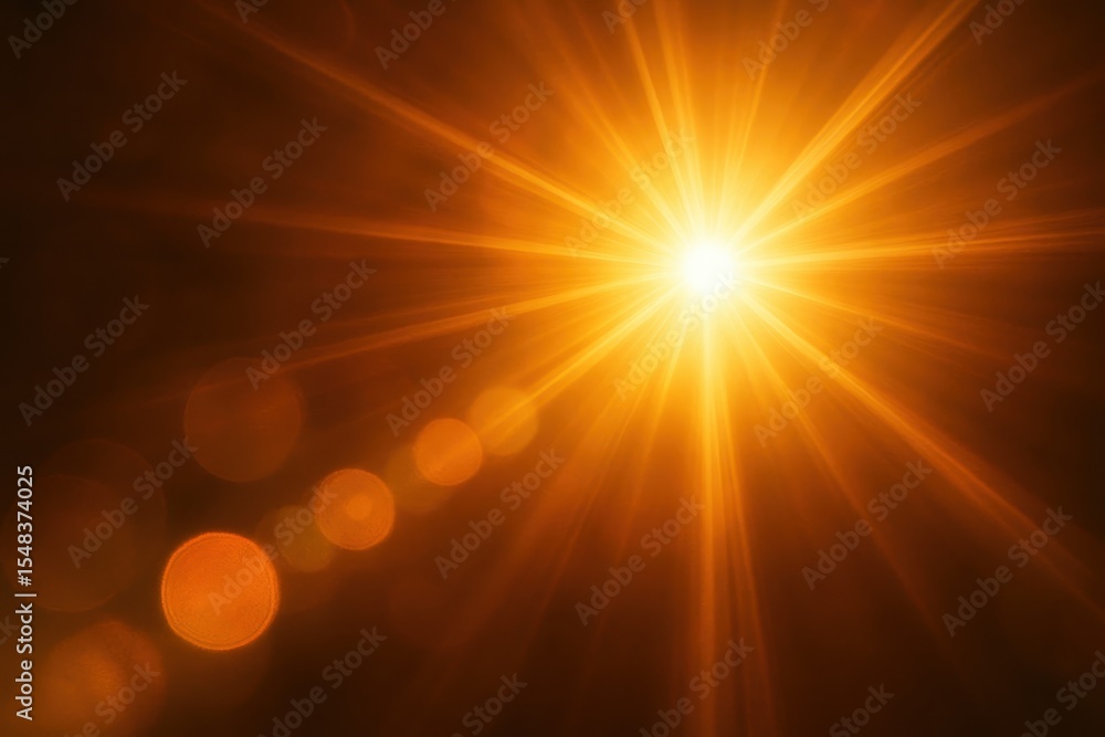 Naklejka premium Brilliant Solar Lens Flare with Golden Sunlight Effect and Premium Natural Lighting Design