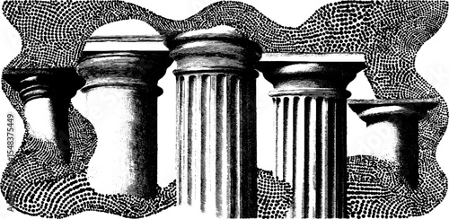 Curved column motifs with bold silhouette for artistic design and print