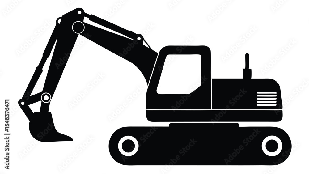 Powerful Excavator Illustration Heavy Equipment Silhouette Design Powerful Excavator Illustration Heavy Equipment Silhouette Design