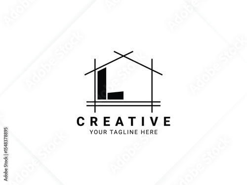 Letter L with house logo design for architect, construction and real estate