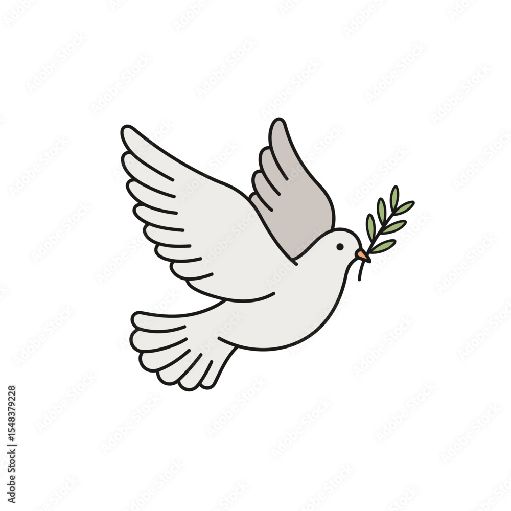 Obraz premium Minimalist dove of peace carrying an olive branch