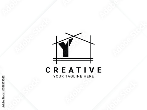 Letter Y with house logo design for architect, construction and real estate