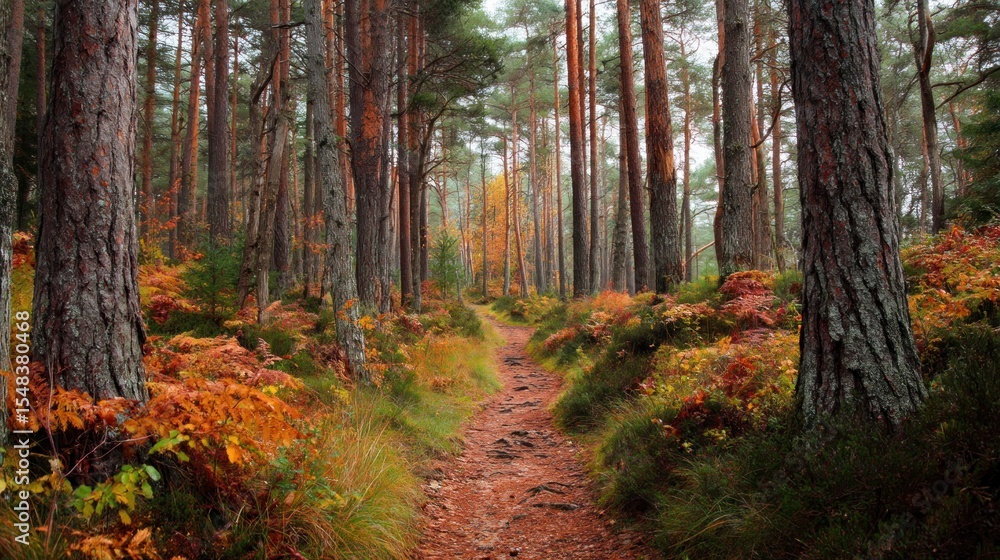 Fototapeta premium Forest path autumn foliage