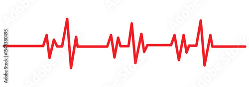 Red heartbeat line icon. Vector illustration isolated on a white background. Eps 10. With love in heart.