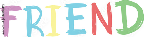 Colorful Hand Drawn Friend Text
