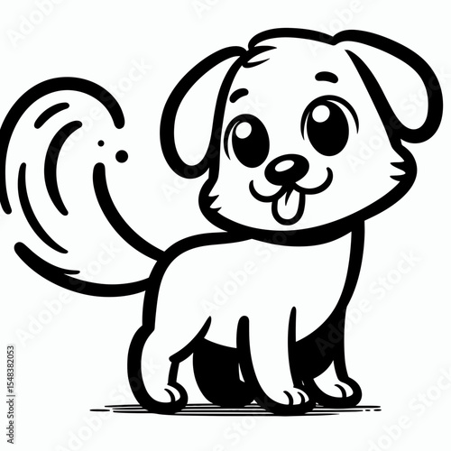 Little Puppy Looking Aside with Tongue Out