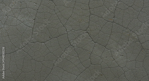 A close up of a cracked grey surface showing a network of fissures and texture variations across the area
