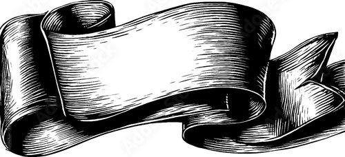 Elegant blank ribbon banner with fishtail ends for vintage designs