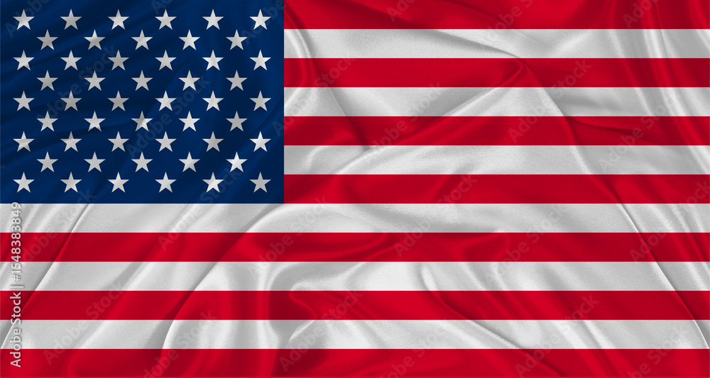 Obraz premium Flag of USA with cloth texture. Close up of American flag waving