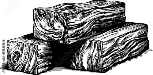 Artistic vintage sketch of foamed polystyrene blocks in black and white for design or poster