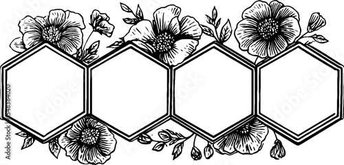 Elegant floral honeycomb hexagon pattern for decoration and design