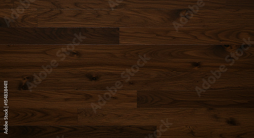 Close up of dark brown hardwood flooring planks arranged horizontally with visible wood grain texture