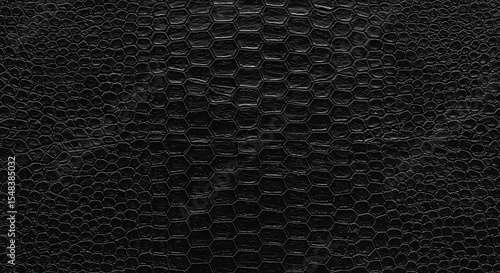 Close up of a dark black textured surface with a pattern of small irregular hexagonal shapes all over