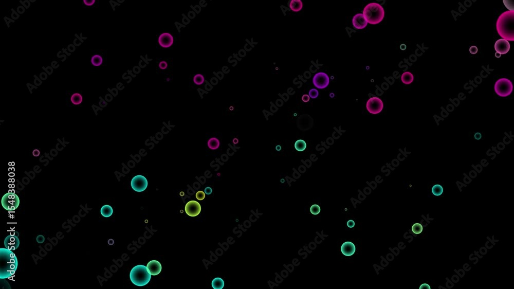 Abstract Glowing Bubble Particle Bouncing, Colorful Bubbles Bouncing And Jumping On Black Screen. Colorful Bubbles Particle Glowing And Moving Animation. Abstract Glowing Bubble Particle Bouncing, Colorful Bubbles Bouncing And Jumping On Black Screen. Colorful Bubbles Particle Glowing And Moving Animation.