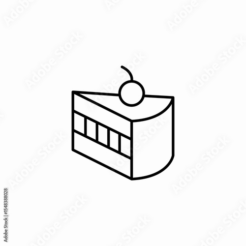 cake slice cherry icon sign vector