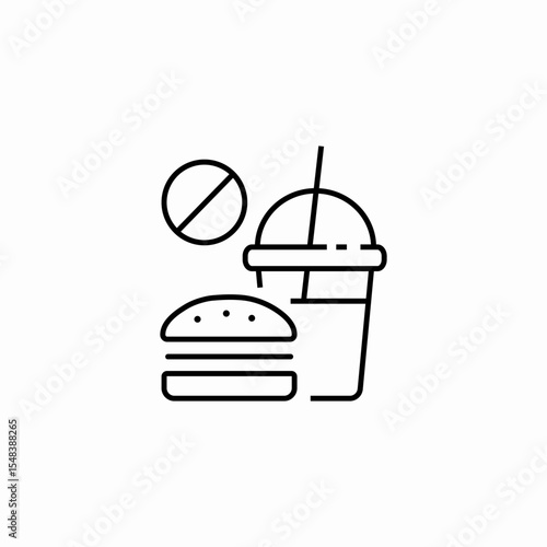 fast food prohibited icon sign vector