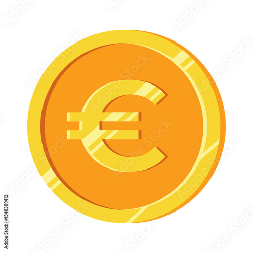 Euro sign icon.Golden euro isolated coin icon. Vector illustration.