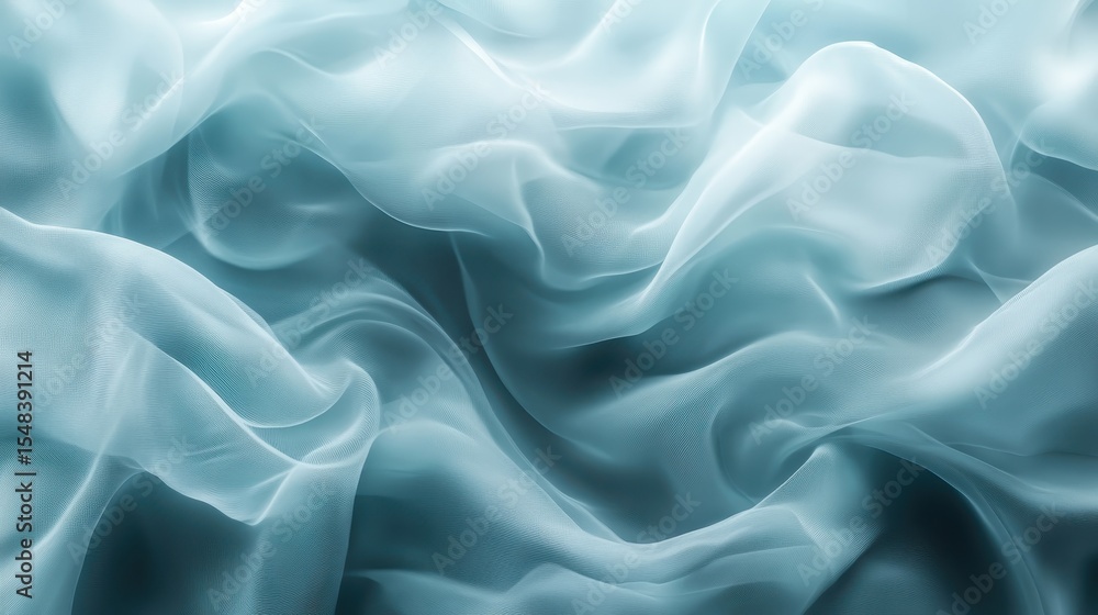 Fototapeta premium A mesmerizing abstract display of light blue fabric flowing effortlessly, representing elegance, fluidity, and a calming visual aesthetic that draws the viewer in.