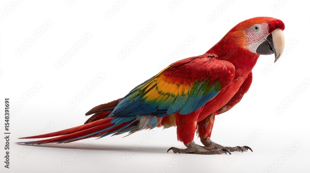 Obraz premium Colorful parrot profile against white background