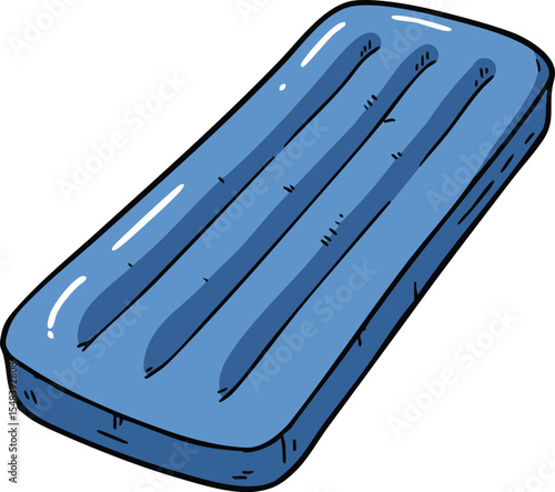 Blue inflatable air mattress for outdoor and indoor relaxation use vector illustration 