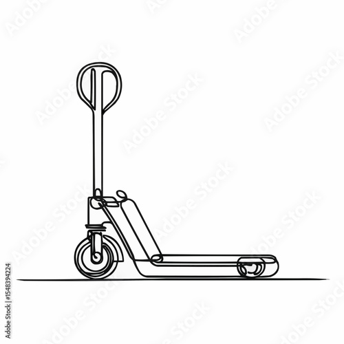 Line drawing of a modern kick scooter in minimalist style  