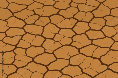 Dry cracked earth vector background. Arid desert ground texture symbolizing drought and water scarcity. Concept for global warming, climate change, and environmental disaster.
