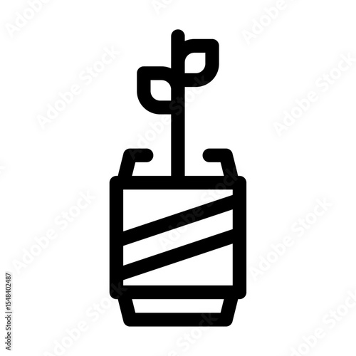 icono de planta creciendo en una lata de refresco. Reciclaje creativo, reutilización de residuos y conciencia ecológica. Brote vegetal emergiendo de una lata. Ilustración vectorial
