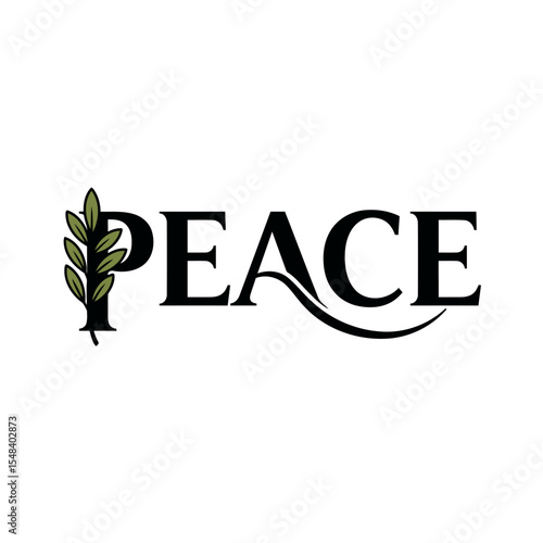 The word "peace" with an olive branch surrounding the letters