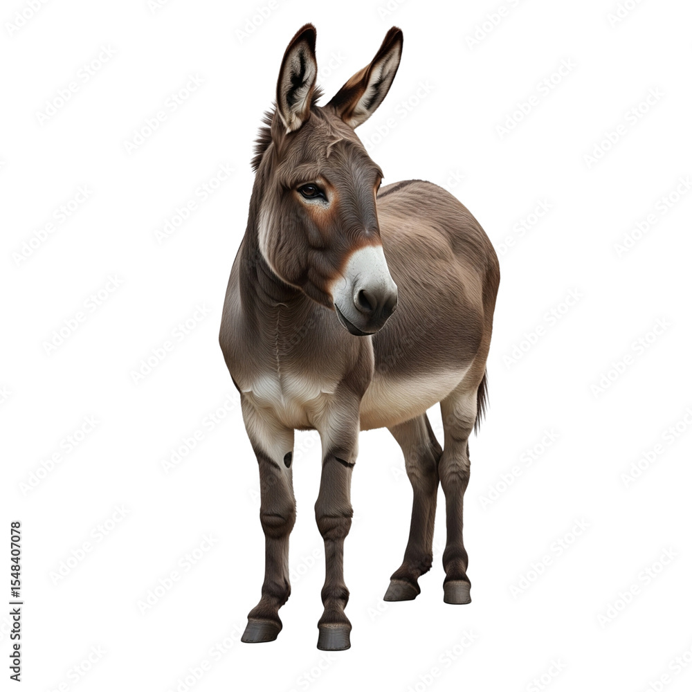 Obraz premium Donkey isolated on transparent background Generative Ai.