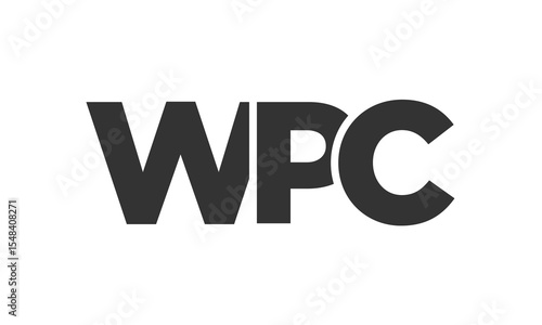 WPC logo design template with strong and modern bold text. Initial based vector logotype featuring simple and minimal typography. Trendy company identity.