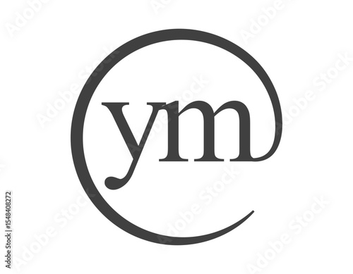 YM logo from two letter with circle shape email sign style. Y and M round logotype of business company