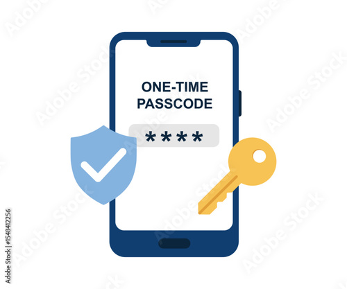 One-Time Passcode Authentication, Mobile Security Vector Illustration
