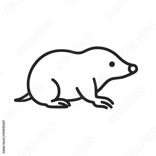 Minimalist Mole Line Icon – Underground Animal Outline Symbol