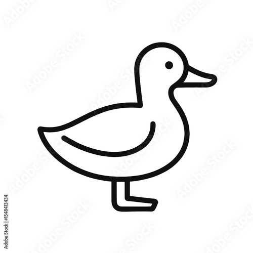 Minimalist Duck Line Icon – Farm Bird Outline Vector