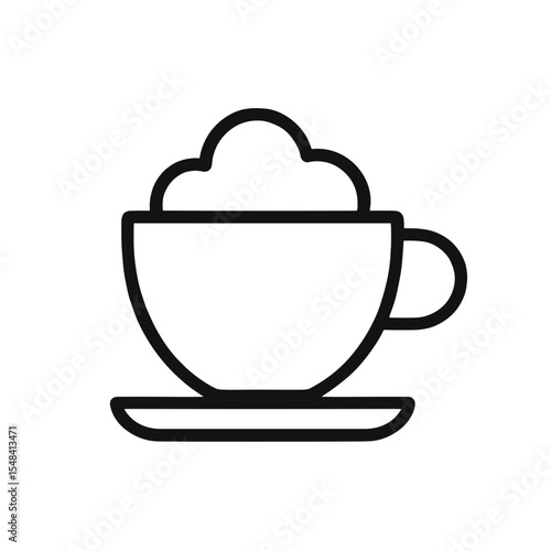 Minimalist Cappuccino Cup Icon – Line Style Hot Drink Symbol