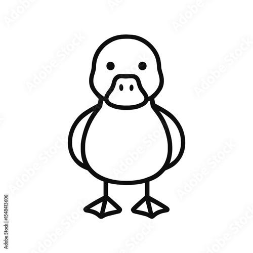 Minimalist Duckling Line Icon – Cute Farm Bird Outline
