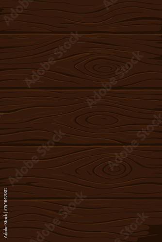 Dark wooden texture vector background. Natural brown wood planks or boards. Rustic timber floor or wall panel surface with grain. Cartoon illustration of a wooden material.