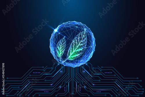 AI for sustainable development goals, green technology, eco innovation and digital leaves vector