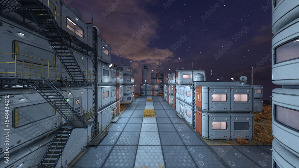 Obraz premium 未来都市の風景 3DCGレンダリング